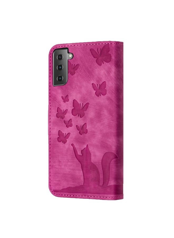 اس-توب جراب لهاتف Samsung Galaxy S22 5G، جراب هاتف جلدي قلاب بنقشة قطة على شكل فراشة - Image 3