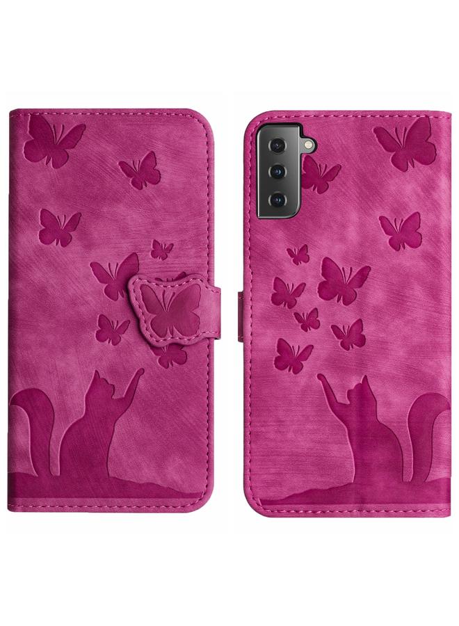 اس-توب جراب لهاتف Samsung Galaxy S22 5G، جراب هاتف جلدي قلاب بنقشة قطة على شكل فراشة - Image 1