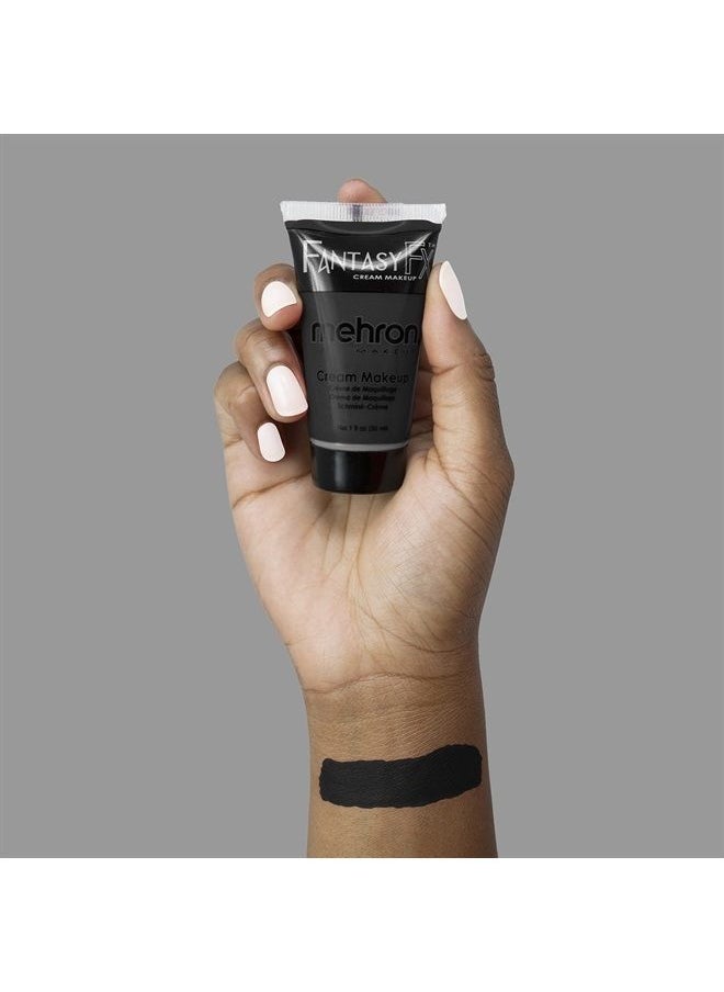 mehron - Makeup Fantasy FX Cream Makeup | Water Based Halloween Makeup | Black Face Paint & Body Paint For Adults 1 fl oz (30ml) (Black) - Image 1