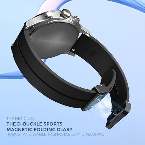 PunnkFunnk Punnk Funnk 22MM Silicone Strap with Folding Magnetic Lock Compatible with Samsung Galaxy Watch 3 45mm/ Galaxy Watch 46mm/Gear S3 Classic/Frontier Compatible All 22MM Watches(Black) - Image 4