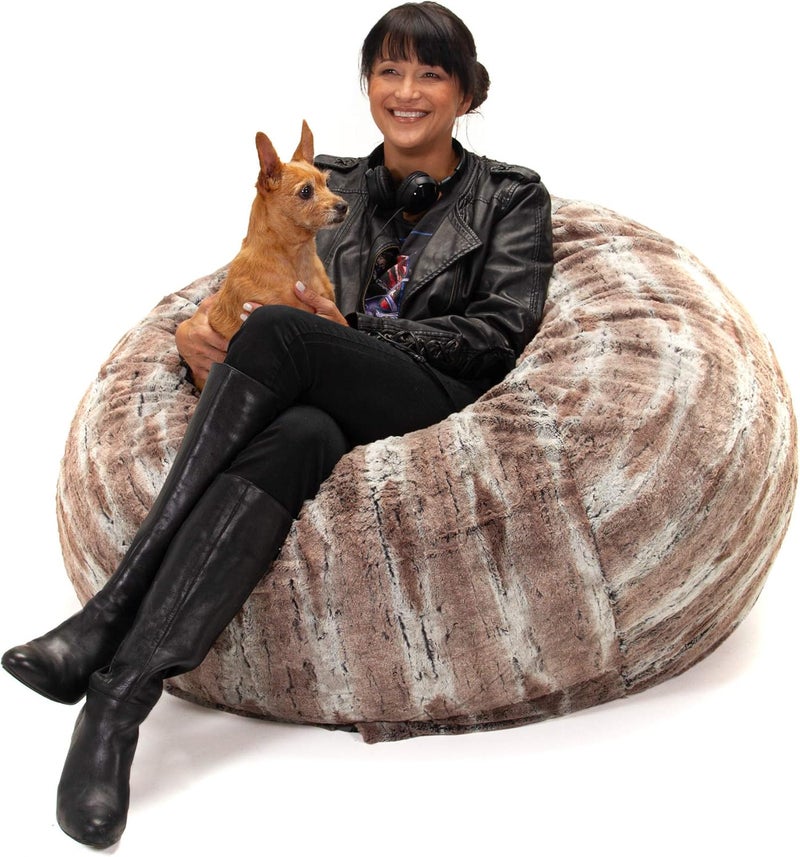Jaxx Jaxx Saxx 4 Ft Plush Round Bean Bag  Premium Luxe Faux Fur Mountain Fox  - Image 3