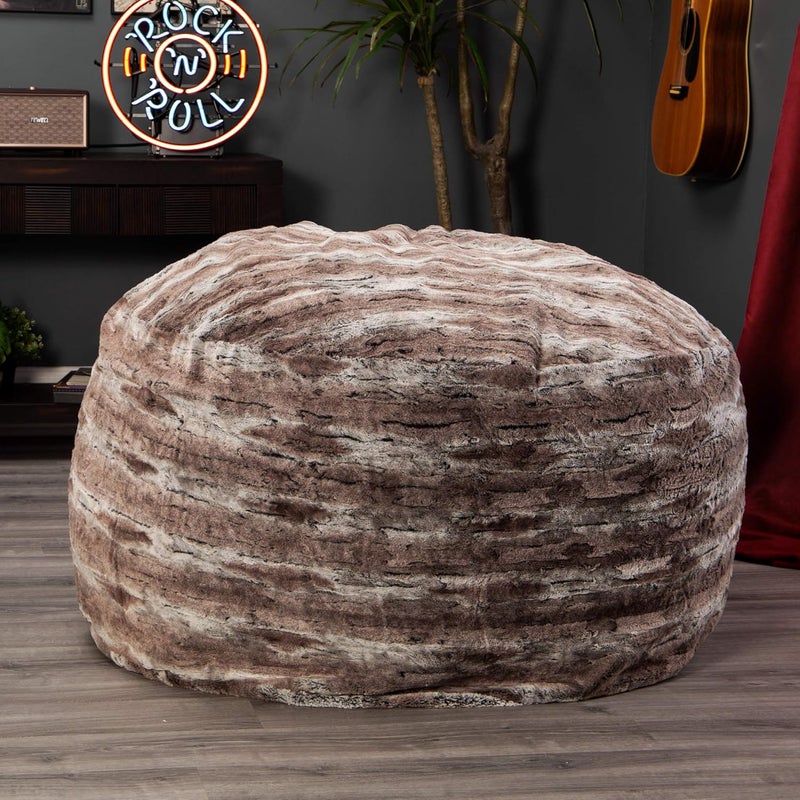 Jaxx Jaxx Saxx 4 Ft Plush Round Bean Bag  Premium Luxe Faux Fur Mountain Fox  - Image 2