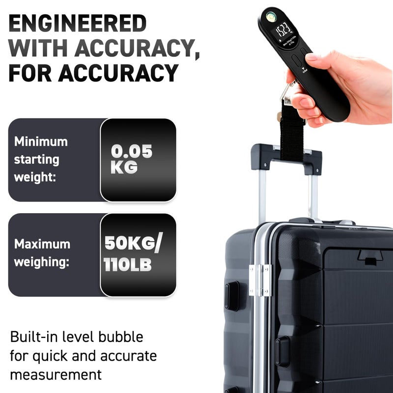 Dravina Digital Luggage Weight Machine with Steel Body, 50kg Capacity – Portable Weighing Scale for Home, Travel, Flights, Trains, Kitchen (Black) - Image 3