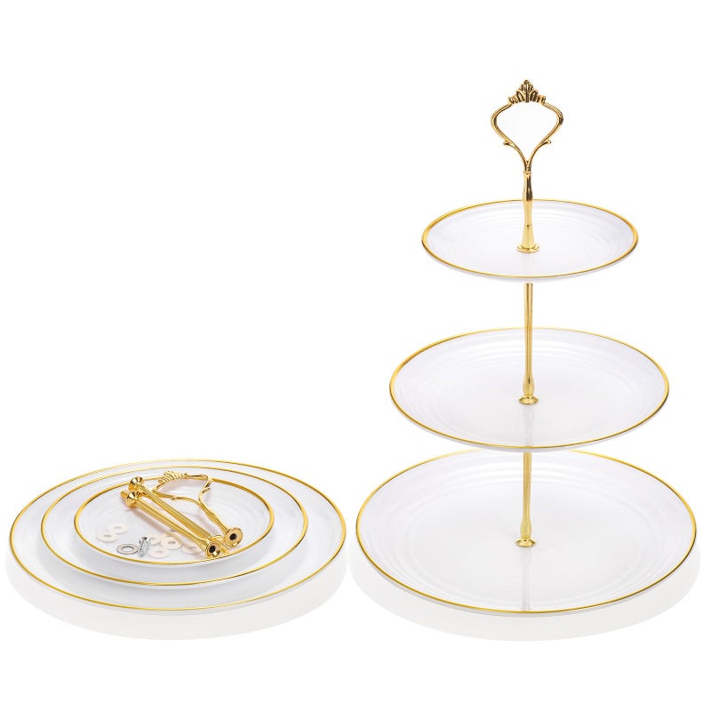 Goaste 3 Pack Tiered Cupcake Stand, Plastic Cupcake Stand Tower, 3 Tier Round Shape Dessert Serving Tray, White Cookie Candy Buffet Stand for Tea Party, Baby Shower, Wedding, Birthday, Christmas - Image 4