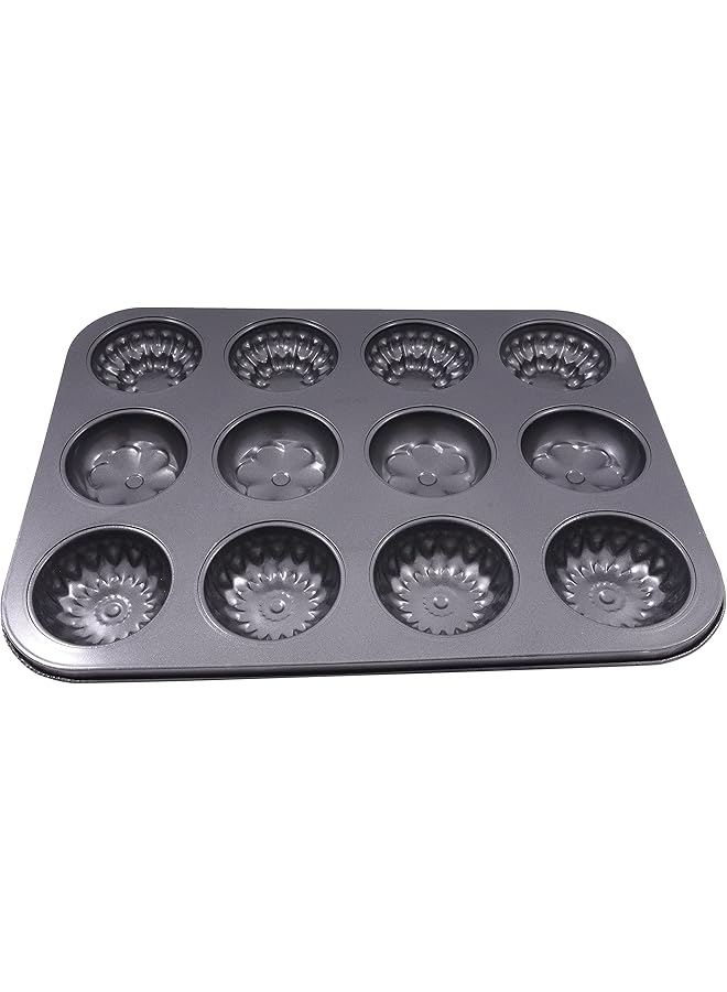 هوم كونسيبت قوالب كيك غير لاصقة للخبز، 12 قطعة، لون أسود - Image 2