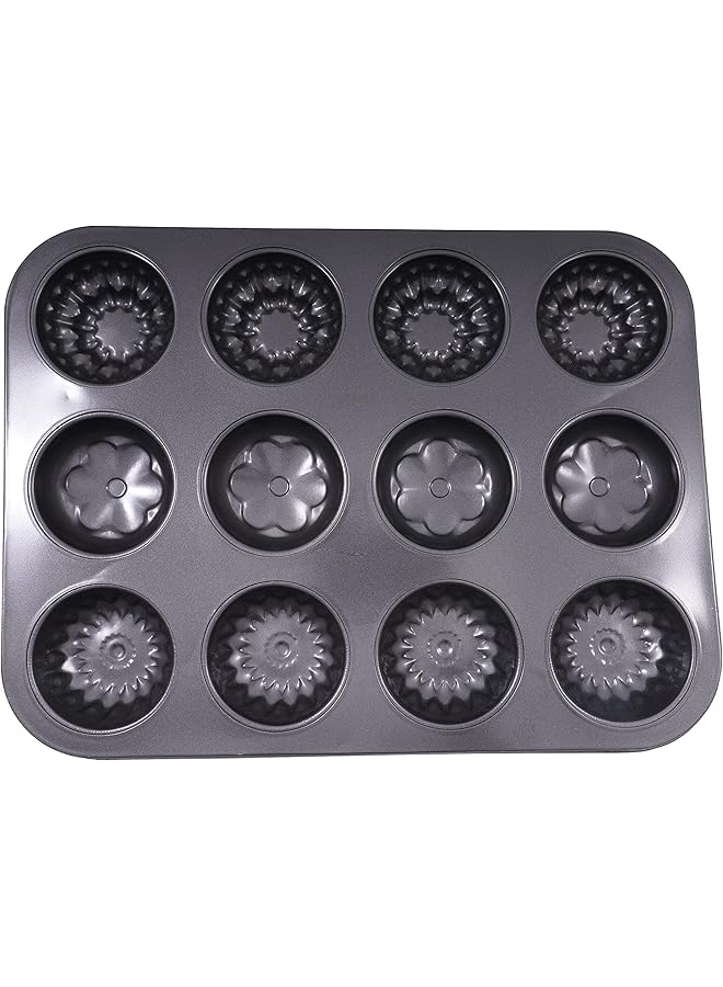 هوم كونسيبت قوالب كيك غير لاصقة للخبز، 12 قطعة، لون أسود - Image 3