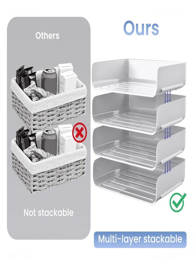 Tomorotec Desk Letter Tray Set, A4 Size White Stackable Document Organizer Office Desktop File Paper Holder Book Storage Rack Side Load Anti-Skid Stacking Support Convex Bottom (2X Landscape) - Image 4