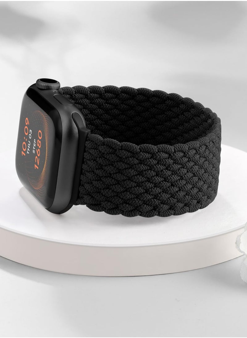 ROCKROSE - Braided Solo Apple Watch 42/44mm Band Size M (150mm) – Black - Image 1