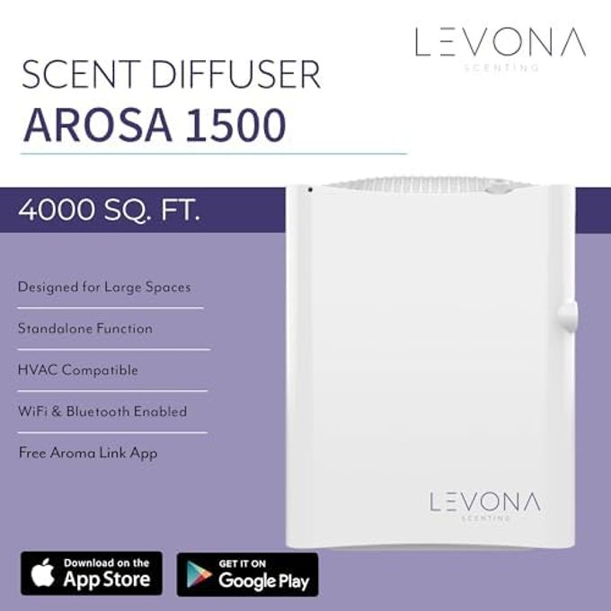 LEVONA SCENT Waterless Diffuser Essential Oil Aroma Smart Plug-in, Portable Machine for Whole House & Large Spaces, LCD, HVAC, With Cleaning Cloth, Covers 4000 sqft Arosa 1500 (Scent Not Included) - Image 3