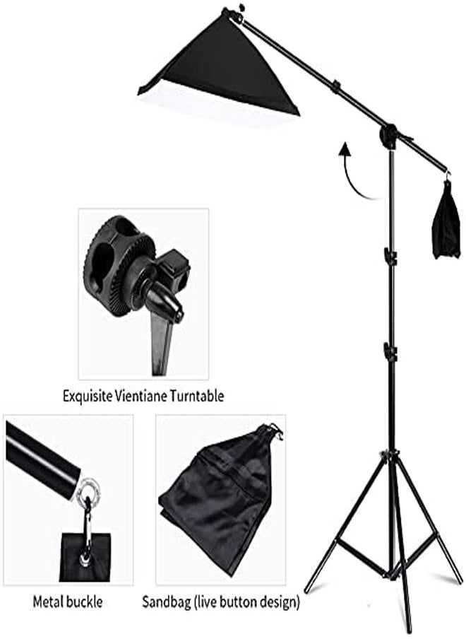 PADOM Padom Softbox Photography Lighting Kit Studio Equipment, 2800-5700K 150W Bi-color Temperature Bulb with Remote, Light Stand, Boom Arm softbox for Portrait Product Shooting (Set of 1 boom arm)  - Image 2
