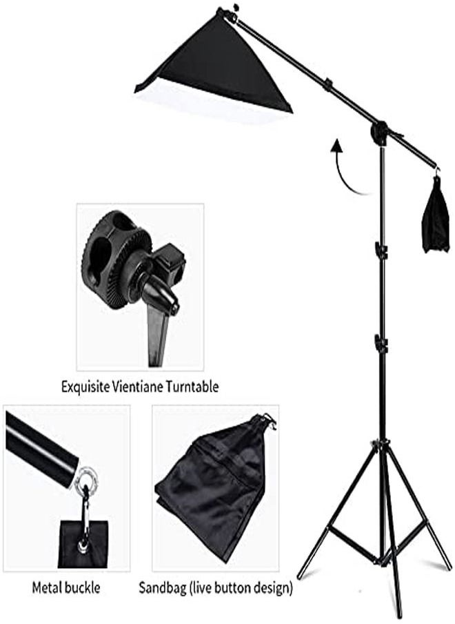 PADOM - Padom Softbox Photography Lighting Kit Studio Equipment, 2800-5700K 150W Bi-color Temperature Bulb with Remote, Light Stand, Boom Arm softbox for Portrait Product Shooting (Set of 1 boom arm) - Image 1