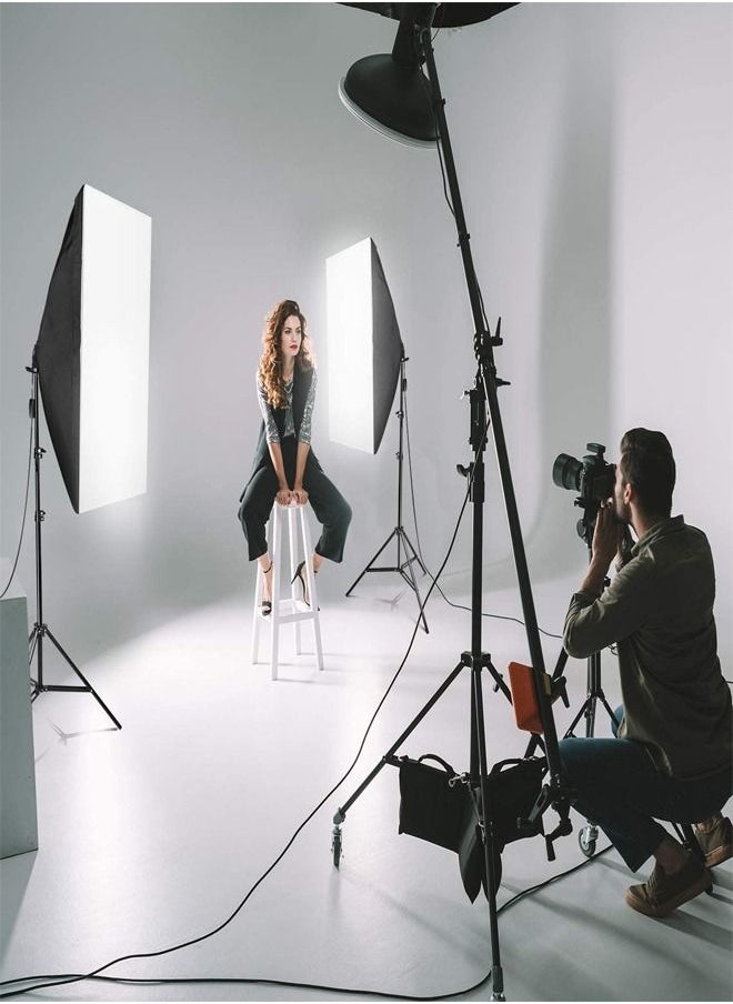 PADOM - Padom Softbox Photography Lighting Kit Studio Equipment, 2800-5700K 150W Bi-color Temperature Bulb with Remote, Light Stand, Boom Arm softbox for Portrait Product Shooting (Set of 1 boom arm) - Image 1