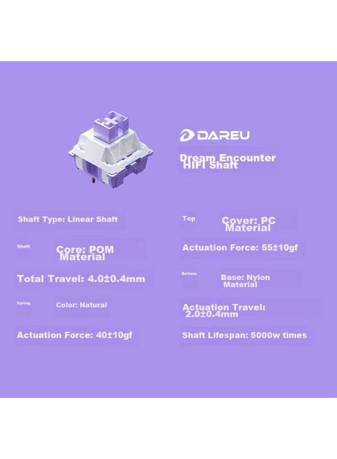 Daryo Dareu A98 Professional Edition 98-key Layout Wired/wireless/bluetooth Tri-mode Customizable Mechanical Gaming Rgb Backlit Keyboard, Mengyu Hifi Switch - Absolute Purple - Image 1