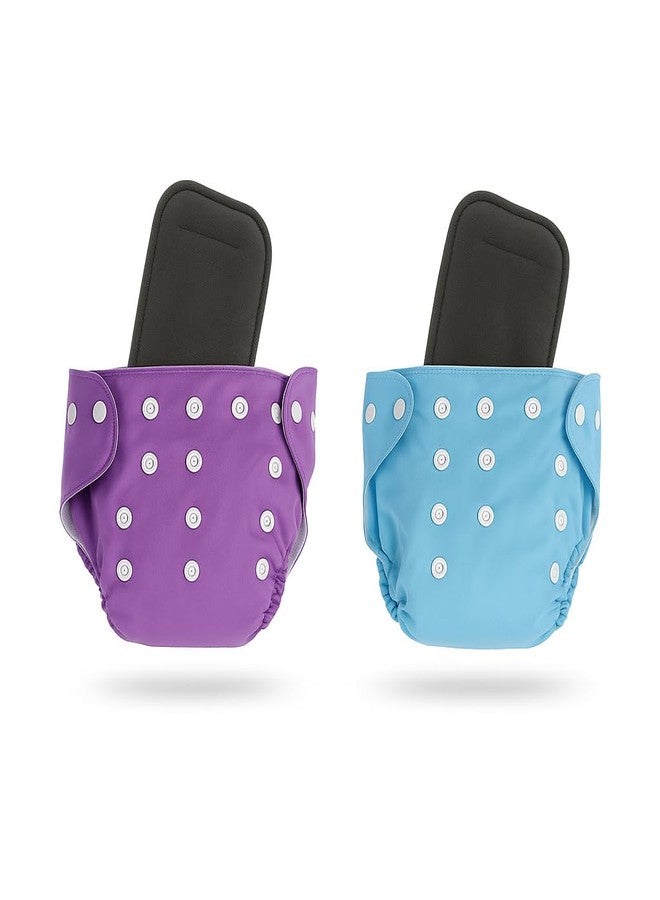 Laee cute "Eco Baby Cloth Diaper with Insert - Adjustable Snap Buttons & Comfortable Fit" (purple+blue(black insert)) - Image 1