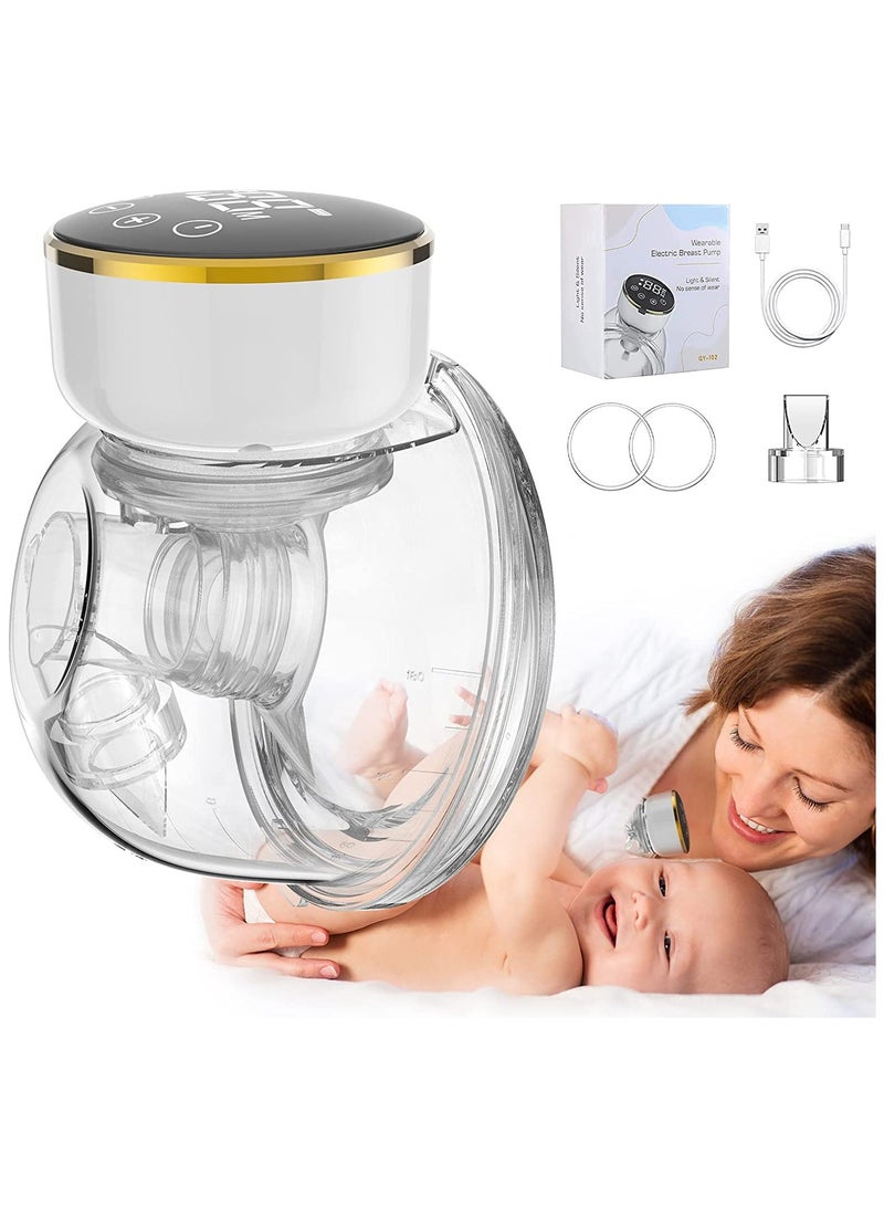 Wearable Electric Breast Pump, Wireless Hands-Free Breast Pump with 3 Modes 9 Levels Suction  Smart LCD Display, Anti-Overflow  Low Noise Breast Milkpump with Massage  Pumping (24mm Flange) - Image 1