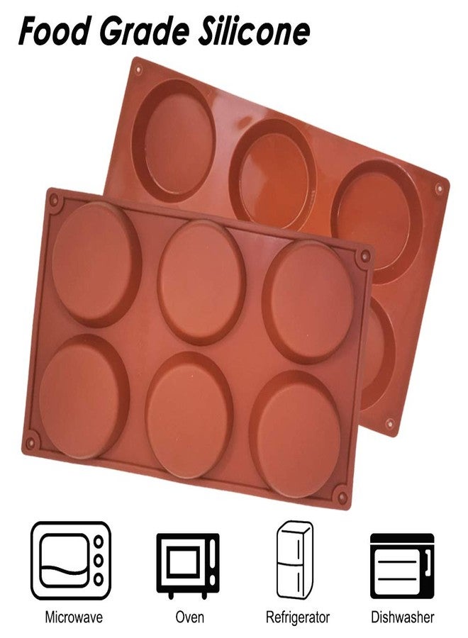 DaKuan 3 Packs 6 Cavity Large Round Disc Candy Silicone Molds, DaKuan Non-Stick Baking Molds, Mousse Cake Pan for French Dessert, Pie, Candy, Soap, Dia 3.1 Inch- Reddish - Image 3