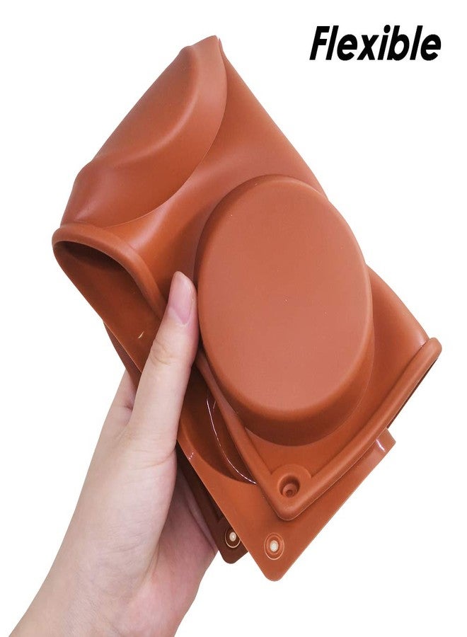 DaKuan 3 Packs 6 Cavity Large Round Disc Candy Silicone Molds, DaKuan Non-Stick Baking Molds, Mousse Cake Pan for French Dessert, Pie, Candy, Soap, Dia 3.1 Inch- Reddish - Image 2
