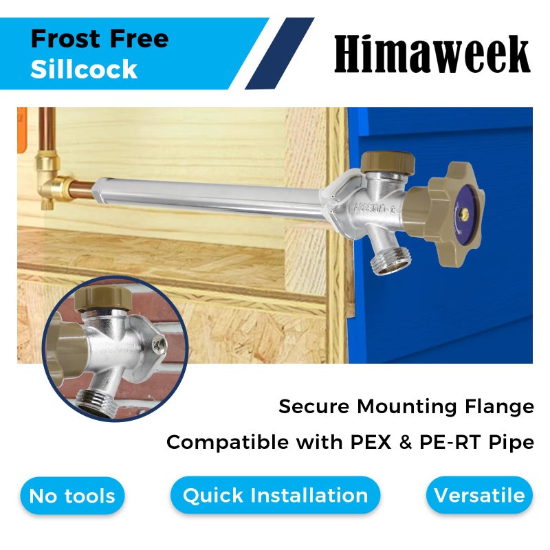 Himaweek 8-inch Anti-Siphon Frost Free Sillcock, Quater Turn 3/4-Inch Hose Bibb x 1/2-Inch PEX End,No Lead Brass Valve Frost Proof Outdoor Faucet Spigot - Image 5