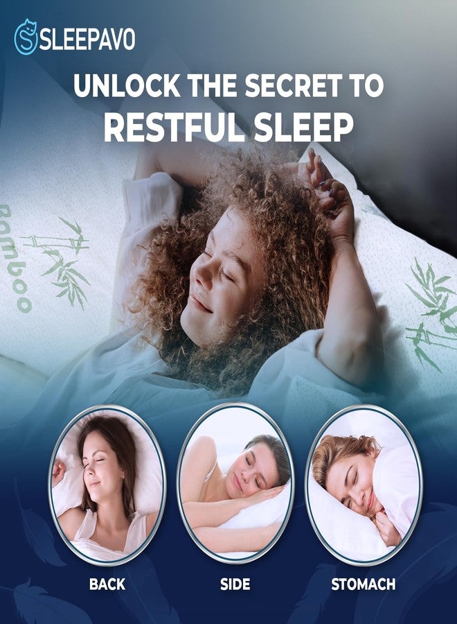 Sleepavo Adjustable Cooling Pillows Queen Size Set of 2 Pack - Extra Soft Shredded Memory Foam Best Pillows for Sleeping - Back, Stomach, Side Sleeper Pillow Medium Firm - Rayon Derived from Bamboo - Image 4