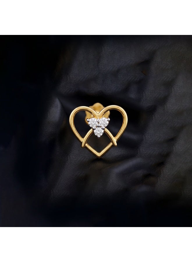 BAFLEH JEWELLERY Premium 18 Karat Gold Open Heart Diamond Nose Stud for Women Elegant Daily Wear by Bafleh Jewellery - Image 2