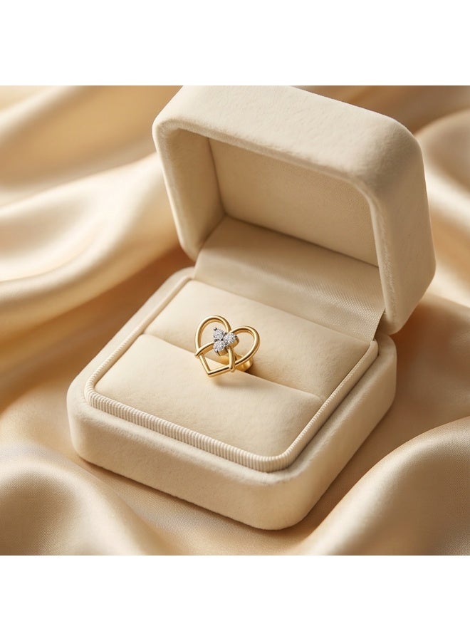 BAFLEH JEWELLERY Premium 18 Karat Gold Open Heart Diamond Nose Stud for Women Elegant Daily Wear by Bafleh Jewellery - Image 4