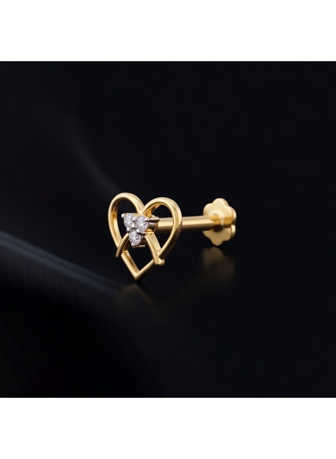 BAFLEH JEWELLERY Premium 18 Karat Gold Open Heart Diamond Nose Stud for Women Elegant Daily Wear by Bafleh Jewellery - Image 3