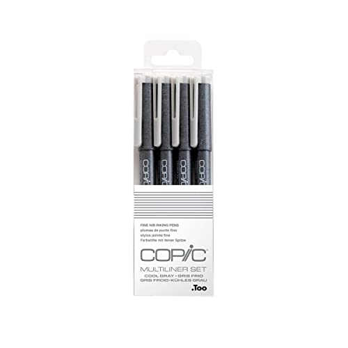Copic Markers Multiliner Gray Pigment Based Ink, 4-Piece Set - Image 1