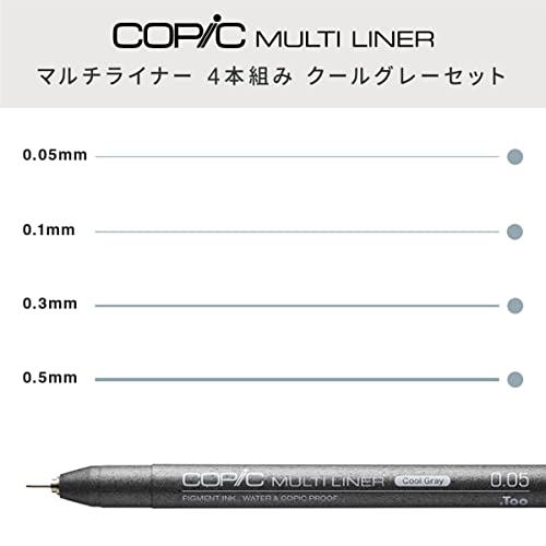 Copic Markers Multiliner Gray Pigment Based Ink, 4-Piece Set - Image 2