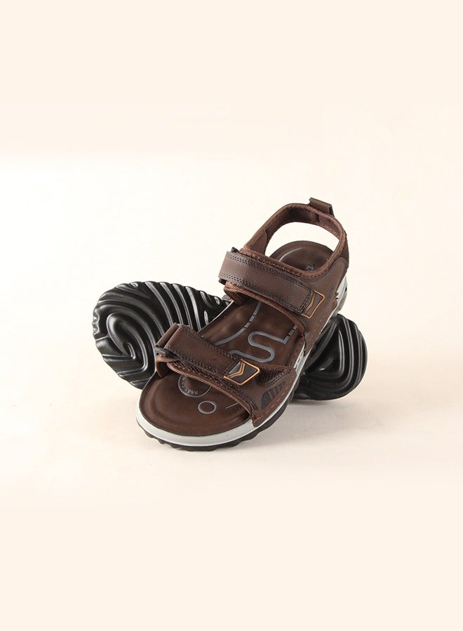 BOTELI Men's 40-45 Big Size Brown Velcro Sandals - Airflow Design Lightweight Sole For Sports, Casual & Beach Activities - Image 1