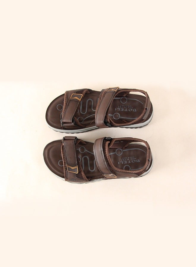 BOTELI Men's 40-45 Big Size Brown Velcro Sandals - Airflow Design Lightweight Sole For Sports, Casual & Beach Activities - Image 3
