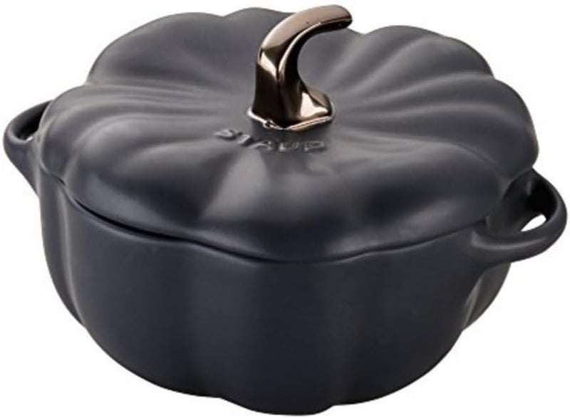 STAUB Ceramic 0.75-qt Petite Ceramic Pumpkin, Oven & Stove Safe up to 572°F, Pumpkin Dish, Ceramic Baking Dish, Candy Dish, Matte Black - Image 1