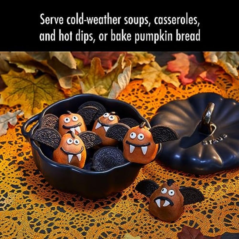 STAUB Ceramic 0.75-qt Petite Ceramic Pumpkin, Oven & Stove Safe up to 572°F, Pumpkin Dish, Ceramic Baking Dish, Candy Dish, Matte Black - Image 3
