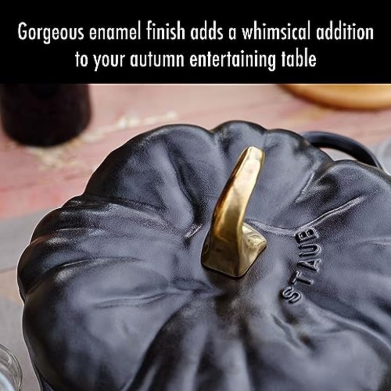 STAUB Ceramic 0.75-qt Petite Ceramic Pumpkin, Oven & Stove Safe up to 572°F, Pumpkin Dish, Ceramic Baking Dish, Candy Dish, Matte Black - Image 4