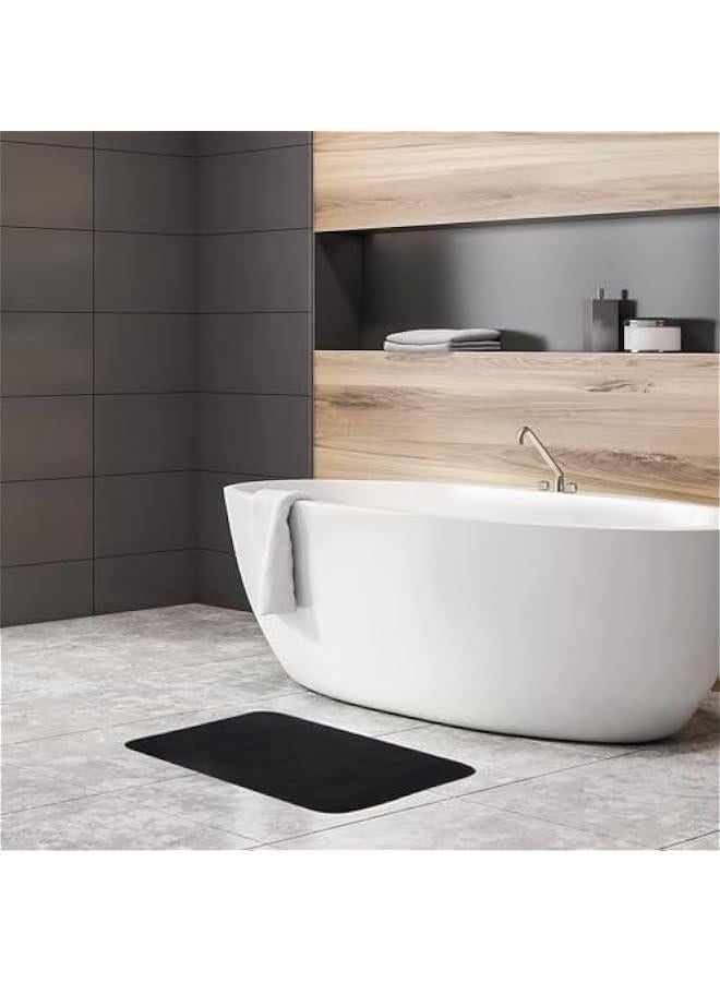 HOOKOR 2 Pack Memory Foam Bath Mat, Non-Slip Back, 50x80CM Fleece Softness, Highly Absorbent, Bathroom Carpet, Super Soft Microfiber Bath Rug, Rectangle, Easy to Clean Mat (Black) - Image 2