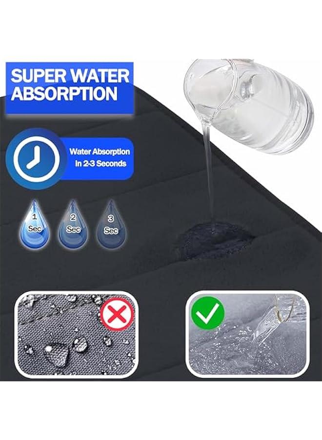 HOOKOR 2 Pack Memory Foam Bath Mat, Non-Slip Back, 50x80CM Fleece Softness, Highly Absorbent, Bathroom Carpet, Super Soft Microfiber Bath Rug, Rectangle, Easy to Clean Mat (Black) - Image 4