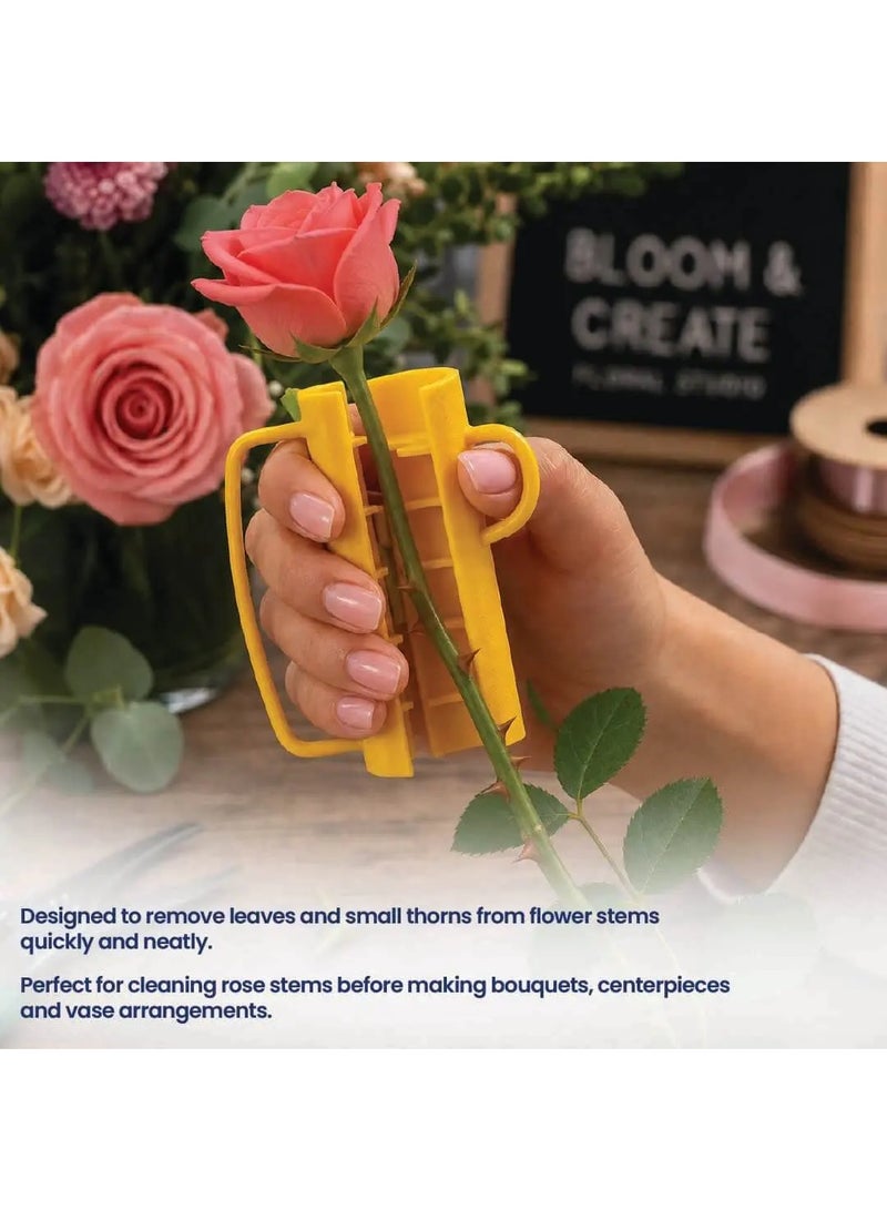 Si Bonne Easy, Grip Stem Stripper, Rose Thorn Remover and Flower Leaf Stripping Tool with Easy Grip Handles for Floral Arrangements, Bouquet Making and Gardening, Yellow - Image 4