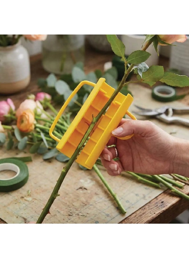 Si Bonne Easy, Grip Stem Stripper, Rose Thorn Remover and Flower Leaf Stripping Tool with Easy Grip Handles for Floral Arrangements, Bouquet Making and Gardening, Yellow - Image 3
