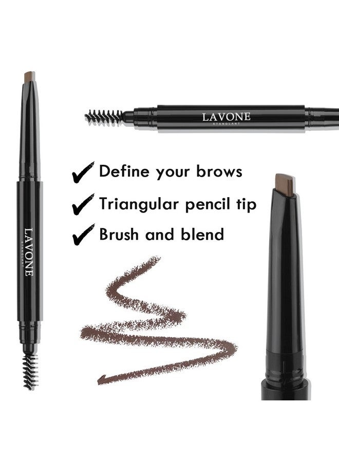 LAVONE Eyebrow Stamp Pencil Kit For Eyebrows, Makeup Brow Stamp Trio Kit With Waterproof Eyebrow Pencil, Eyeliner, Eyebrow Pomade, And Dual-Ended Eyebrow Brush - Ebony - Image 3