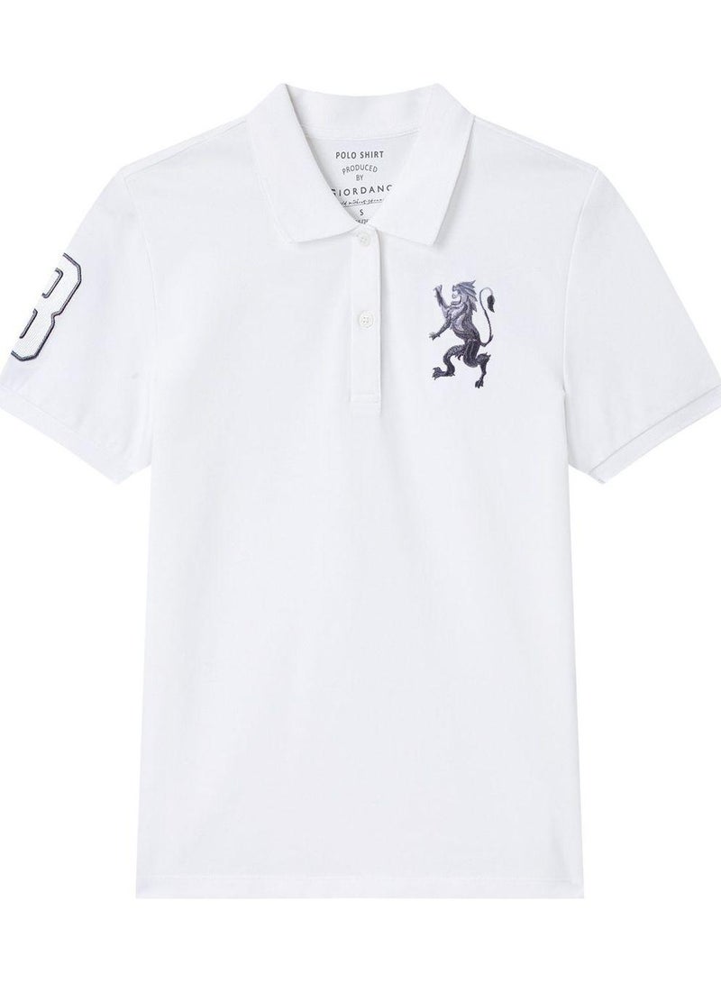GIORDANO Women’s Slim Fit Embroidered 3D Lion Polo - Image 1