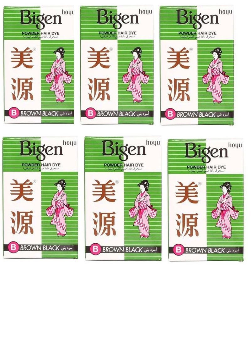 Bigen Powder Hair Dye Brown black 6grams (Pack of 6) - Image 1
