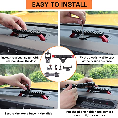 JHD-TOGO Phone & GoPro Holder-Slide Rail, Compatible with iPhone, Adjustable, Aluminum Alloy + ABS Material, Easy Installation - Image 5
