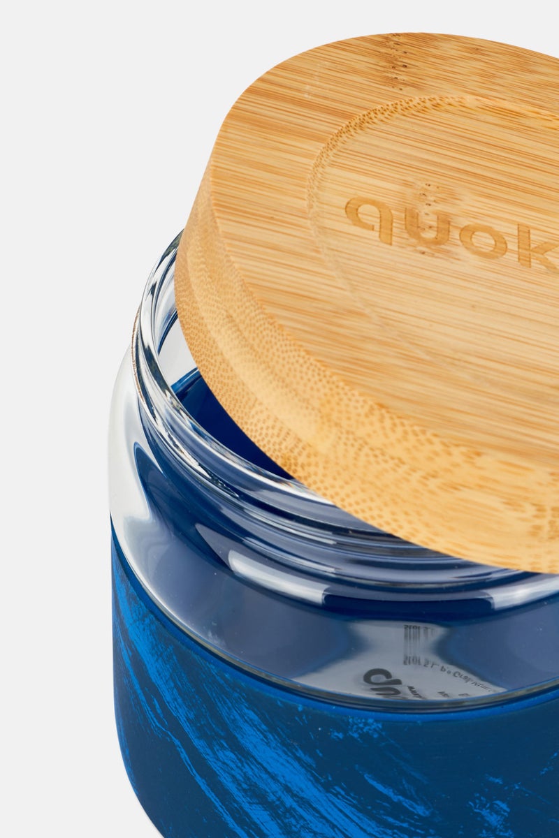 quokka Glass Food Jar With Silicone Cover Deli Bamboo Lid, Blue - Image 4