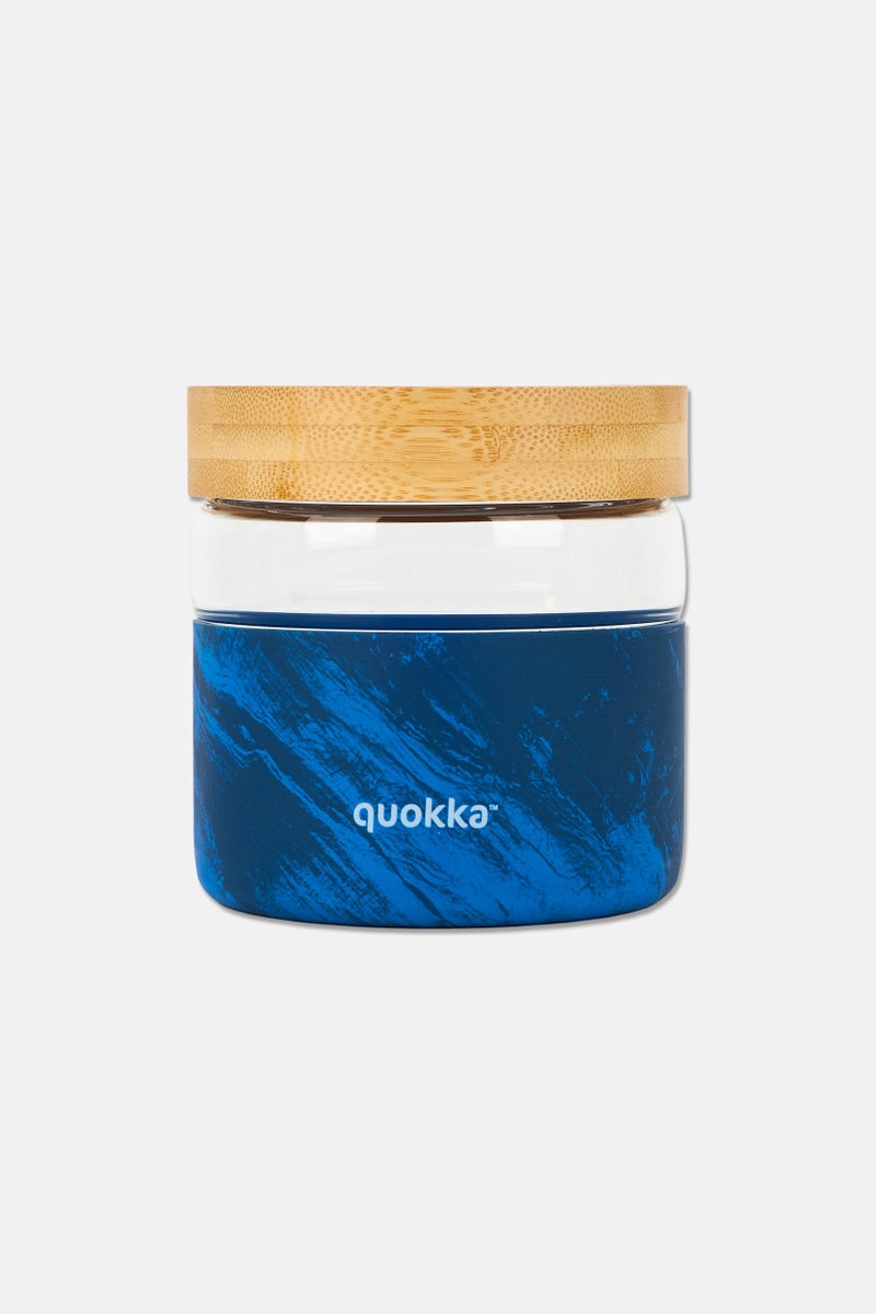 quokka Glass Food Jar With Silicone Cover Deli Bamboo Lid, Blue - Image 2