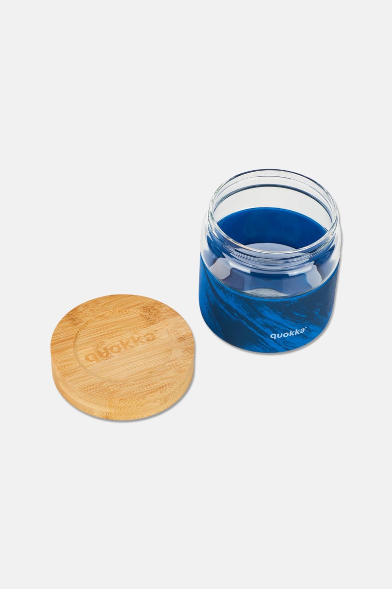 quokka Glass Food Jar With Silicone Cover Deli Bamboo Lid, Blue - Image 3