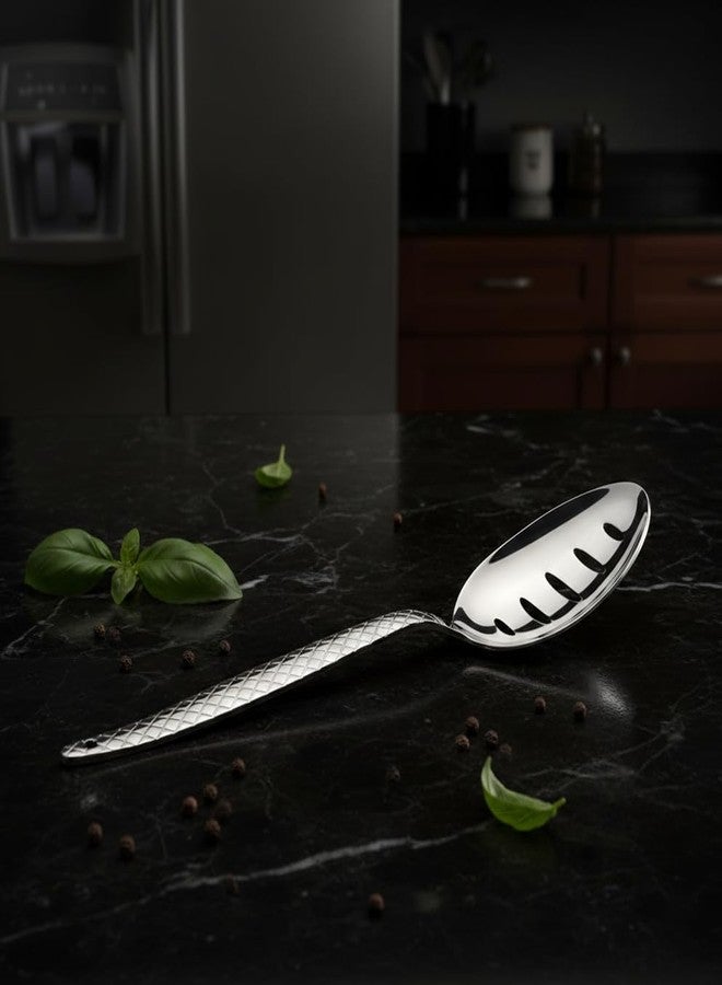 BNAZIND 3-Pack Chef Kunz Spoon | 9 Inch S.S 18/10 Silverware Set of Serving, Slotted and Perforated Spoons Perfect for Basting, Plating, Quenelle, Sauces with Non-Slip Grip - Image 5