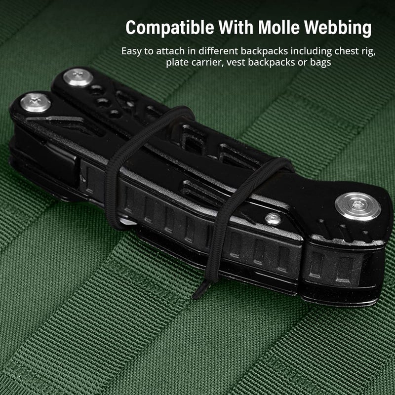 GearHill Elastic Webbing Binding Ribbon Multipurpose Backpacks Attachments Tactical Molle Backpack Accessories, Tactical EDC Gear (12 Pieces Black 3 Size Kit) - Image 4