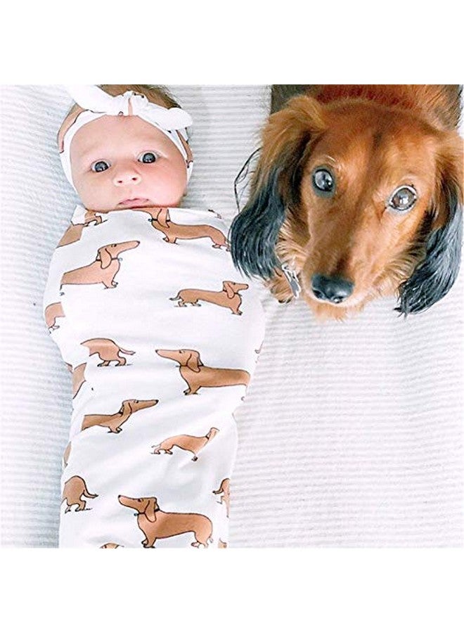 Culclendy Doxie Swaddle Sack for Newborn, Dachshund Cocoon, Weiner Dog Swaddle with Headband, Boy Sleep Sack, Baby Boy Cocoon Swaddle, Cocoon Sack, Newborn Hospital Photos - Image 1