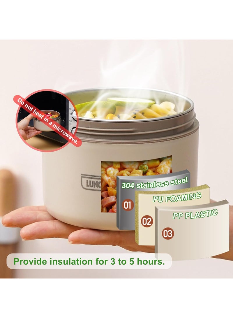 TOMSHOO Kids Thermal Bento Lunch Box Set for School, Insulated Lunch Containers With Bag,3 Separate Stackable Lunch Container, Microwaveable Lunch Box Bento Box for Adults & Kids (3-Layer, White) - Image 3