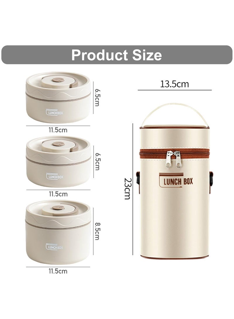 TOMSHOO Kids Thermal Bento Lunch Box Set for School, Insulated Lunch Containers With Bag,3 Separate Stackable Lunch Container, Microwaveable Lunch Box Bento Box for Adults & Kids (3-Layer, White) - Image 4