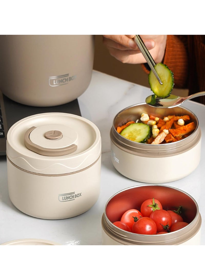 TOMSHOO Kids Thermal Bento Lunch Box Set for School, Insulated Lunch Containers With Bag,3 Separate Stackable Lunch Container, Microwaveable Lunch Box Bento Box for Adults & Kids (3-Layer, White) - Image 5